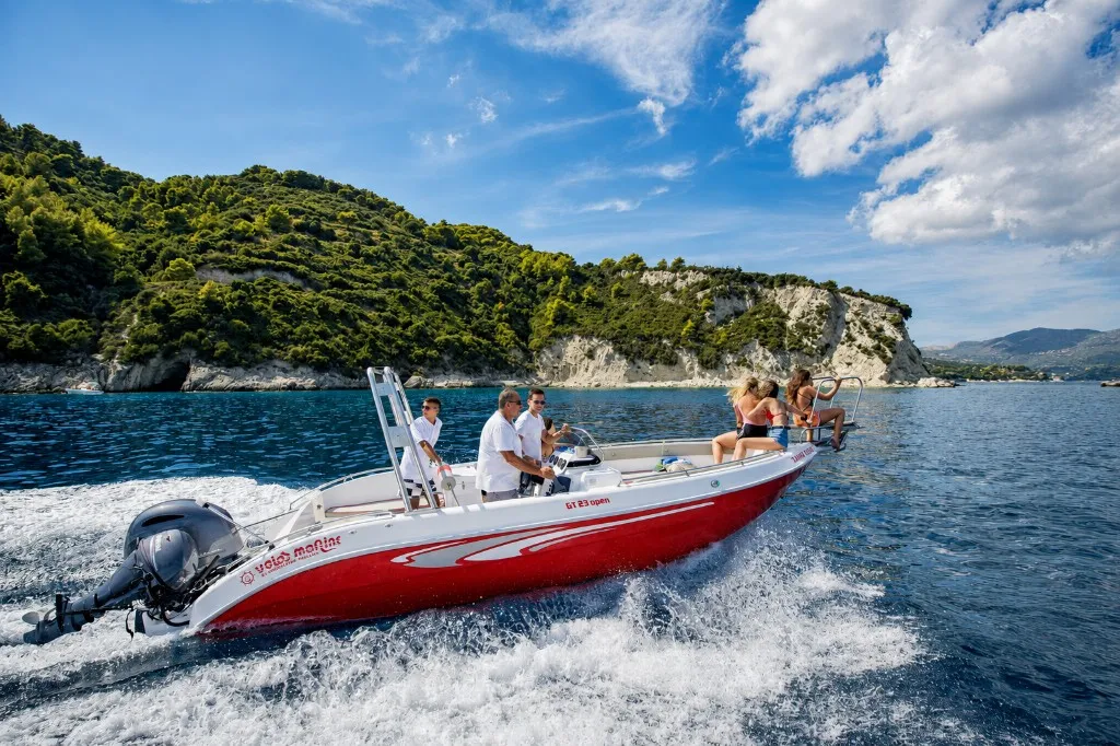 Private boat cruise inside the Blue Caves of Zakynthos